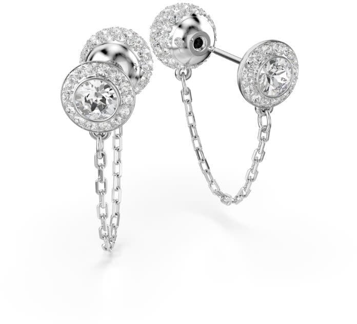 Swarovski Swarovski Oorbellen 5732273 Una Zilverkleurig Dubbele Oorstekers met Witte Stenen Hangers Zilver