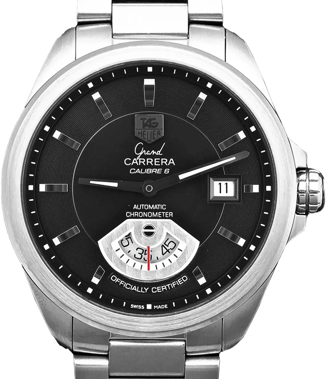 Tag Heuer TAG Heuer Grand Carrera WAV511A.BA0900 SS AT Black Dial Watch Zwart