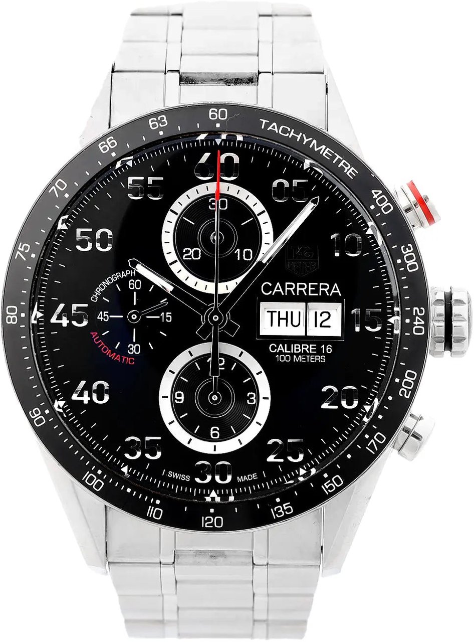 Tag Heuer TAG Heuer Carrera Calibre 16 CV2A10.BA0796 RPM4267 SS AT Watch with Black Dial Zwart