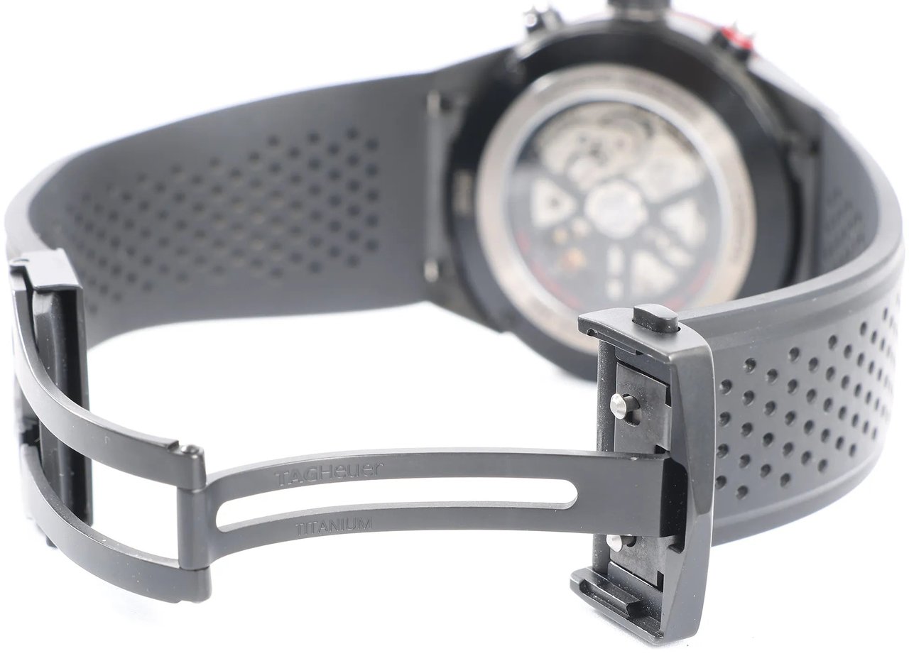 Tag Heuer TAG Heuer Carrera Calibre Heuer 02 CBG2A91.FT6173 RTS7665 Carbon SS & Rubber AT Watch with Black Skeleton Dial Zwart