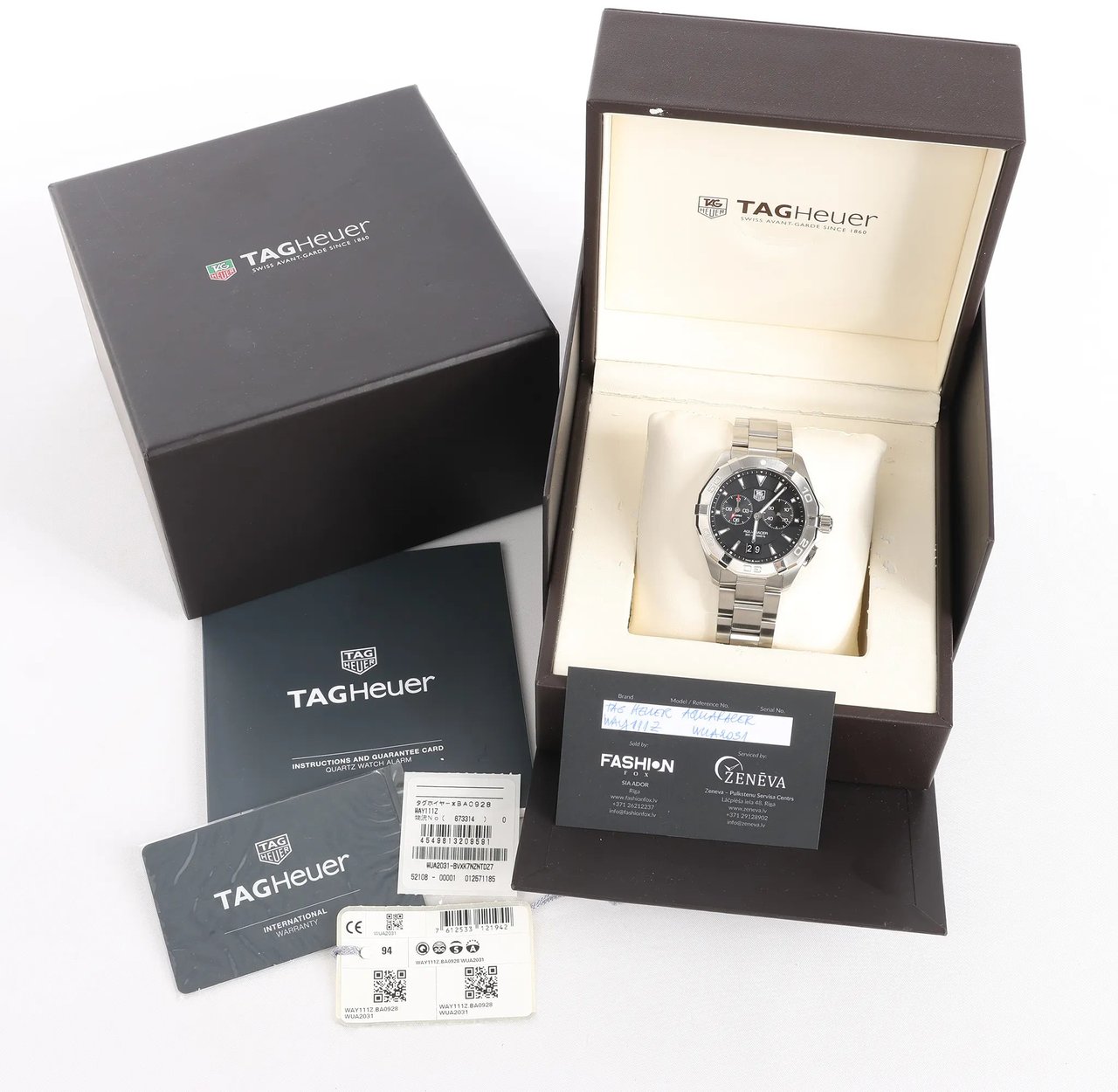 Tag Heuer TAG Heuer Aqua Racer WAY111Z WUA2031 SS QZ Watch with Black Dial Zwart