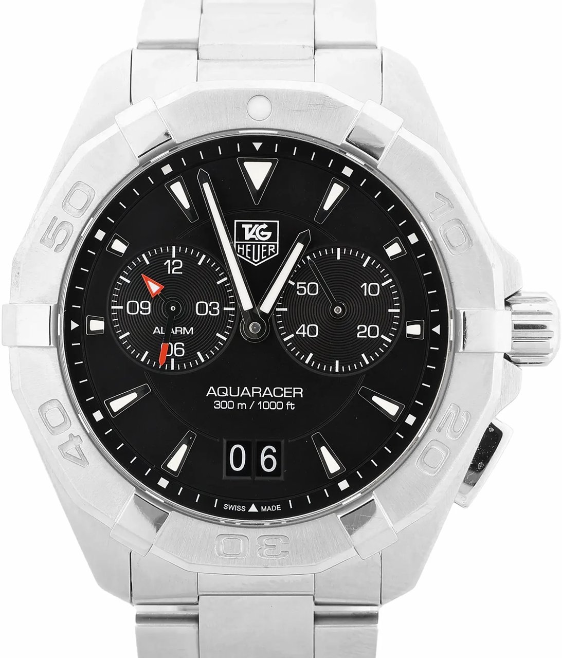 Tag Heuer TAG Heuer Aqua Racer WAY111Z WUA2031 SS QZ Watch with Black Dial Zwart