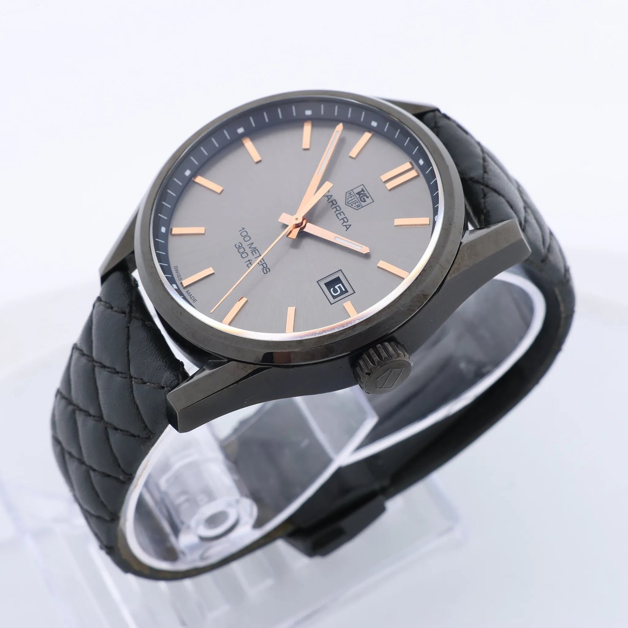 Tag Heuer TAG Heuer Carrera Delevingne Editions WAR101A WWM4561 SS x Leather QZ Watch with Gray Dial Grijs