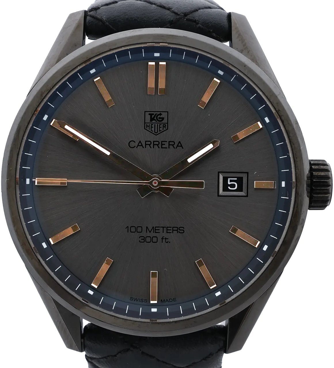 Tag Heuer TAG Heuer Carrera Delevingne Editions WAR101A WWM4561 SS x Leather QZ Watch with Gray Dial Grijs