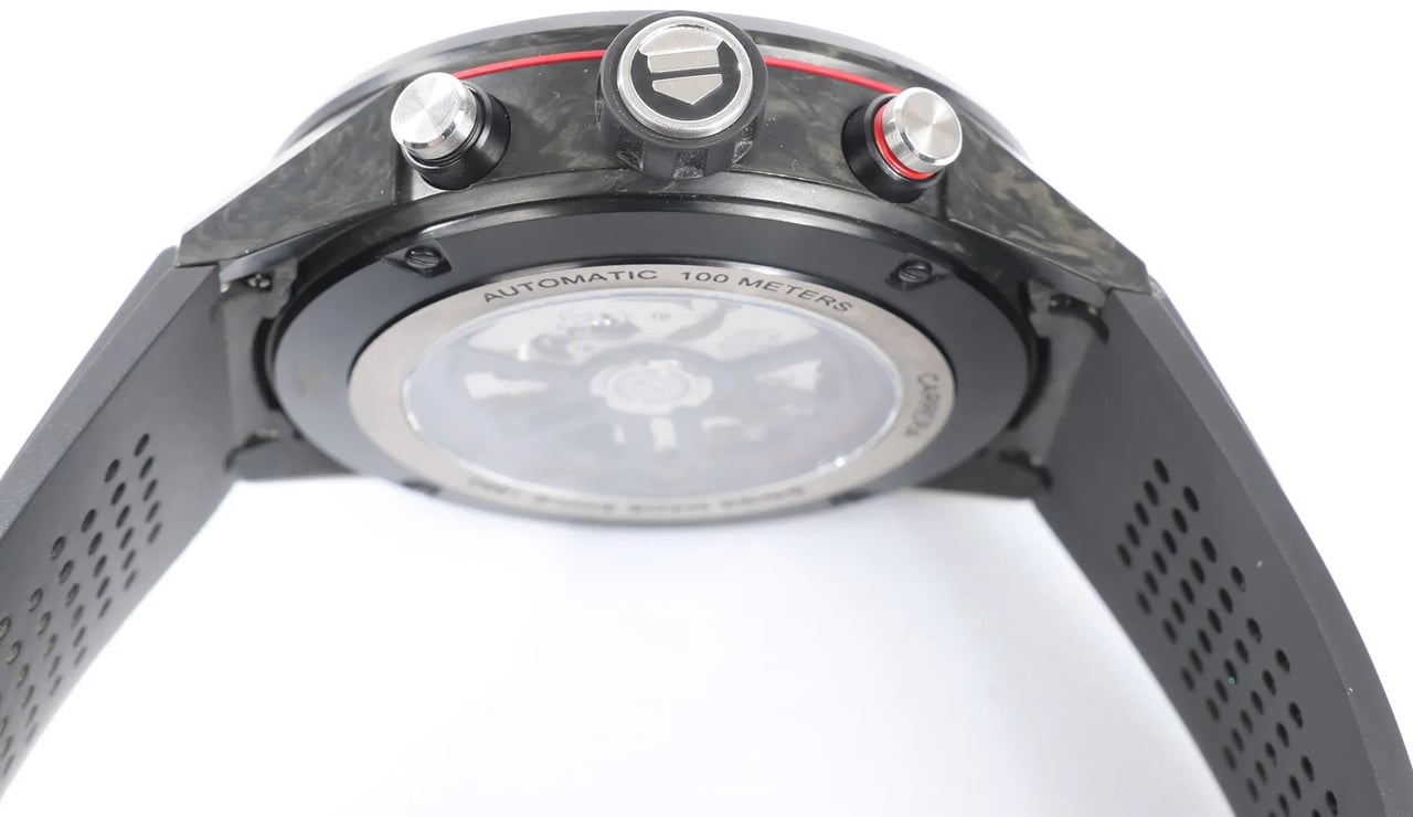TAG Heuer Carrera Calibre Heuer 02 CBG2A91.FT6173 RTS7665 Carbon SS & Rubber AT Watch with Black Skeleton Dial Zwart