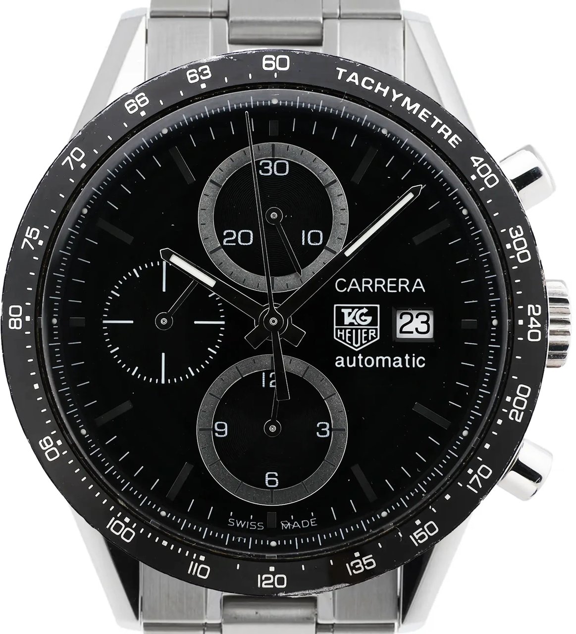 Tag Heuer TAG Heuer Carrera CV2010 GL7734 SS AT Watch with Black Dial Zwart