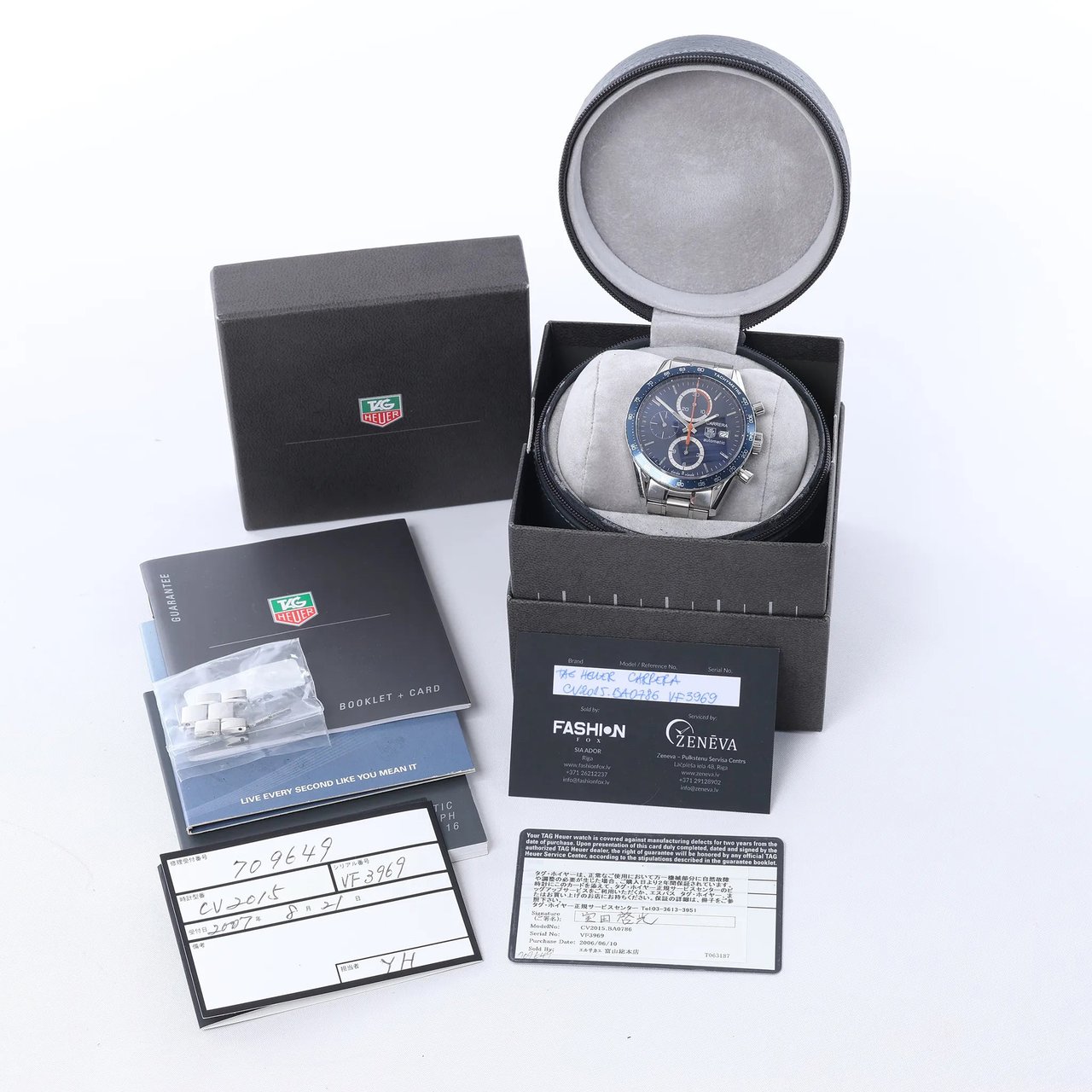 TAG Heuer Carrera CV2015.BA0786 VF3969 SS AT Watch with Blue Dial Blauw