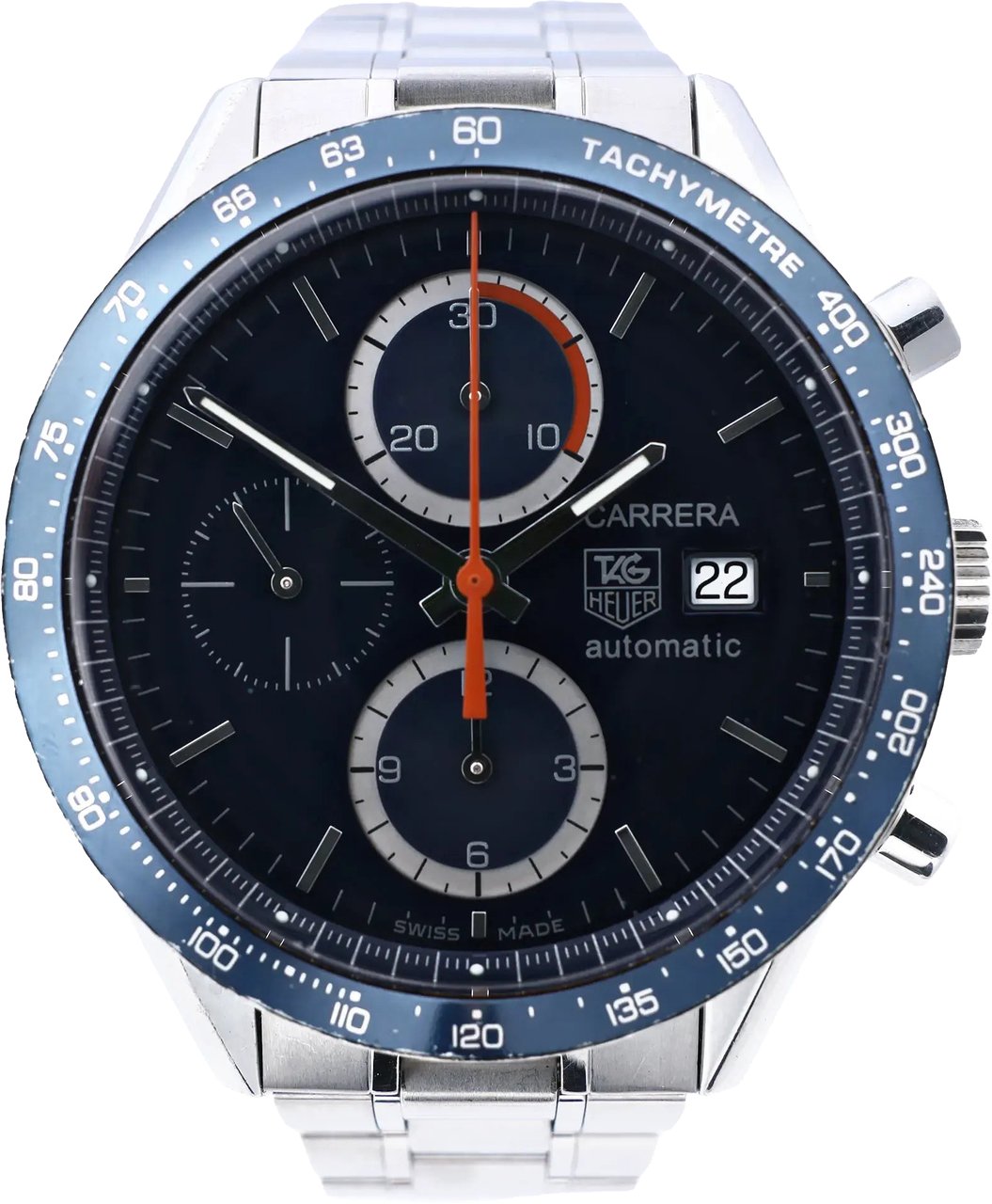 TAG Heuer Carrera CV2015.BA0786 VF3969 SS AT Watch with Blue Dial Blauw
