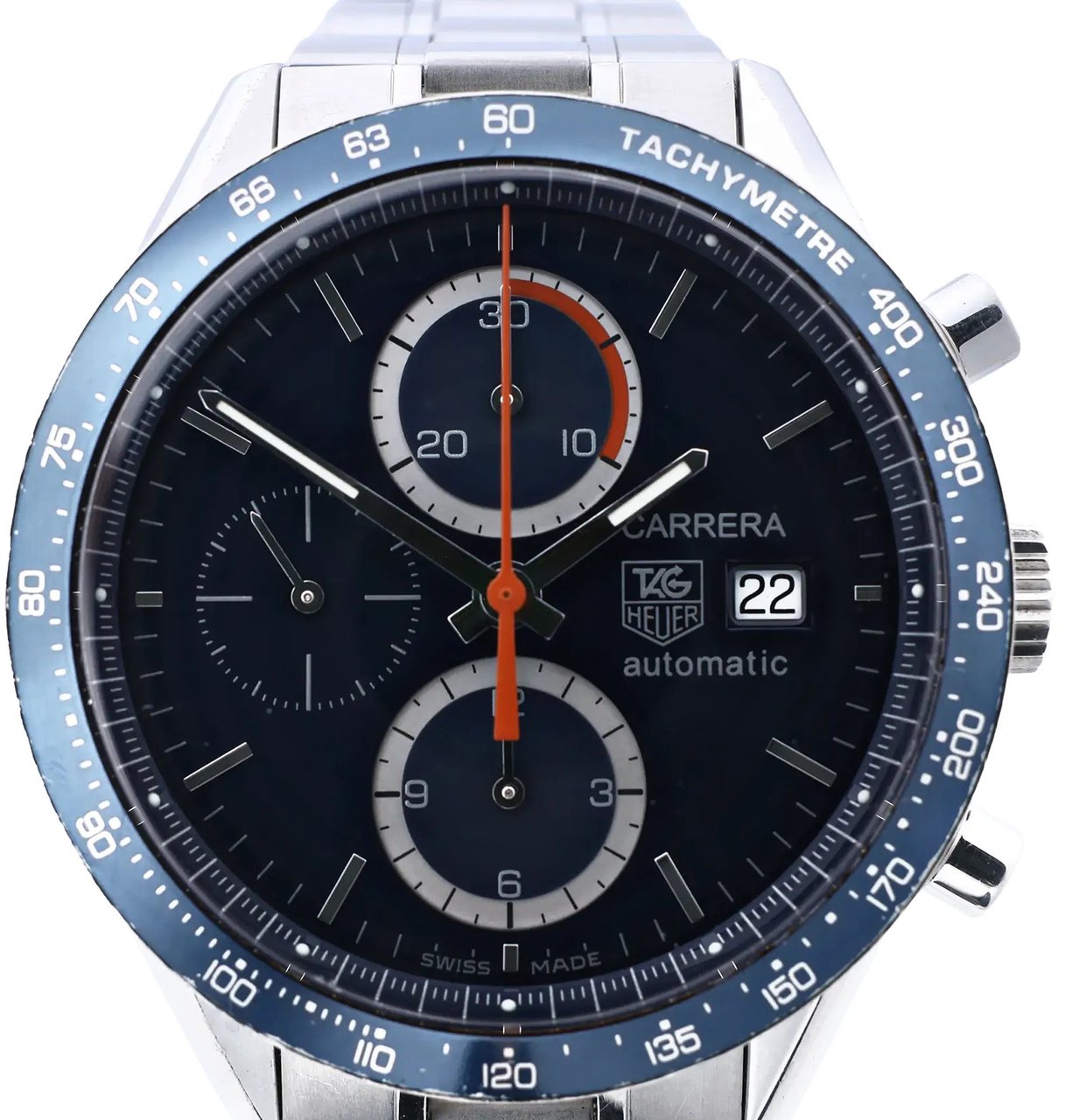 TAG Heuer Carrera CV2015.BA0786 VF3969 SS AT Watch with Blue Dial Blauw
