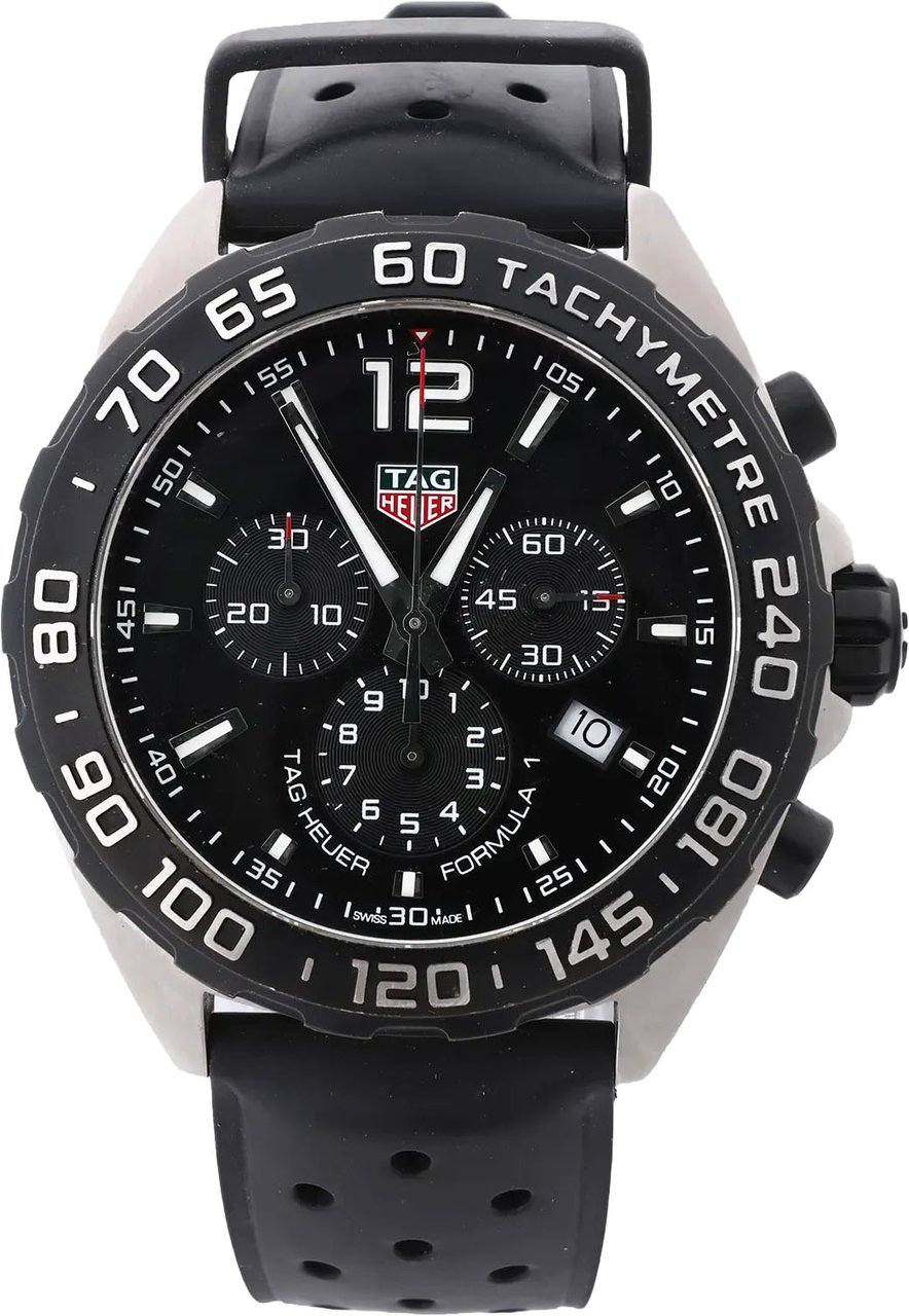 TAG Heuer Formula 1 CAZ1010 RTZ0821 SS x Rubber QZ Watch with Black Dial Zwart