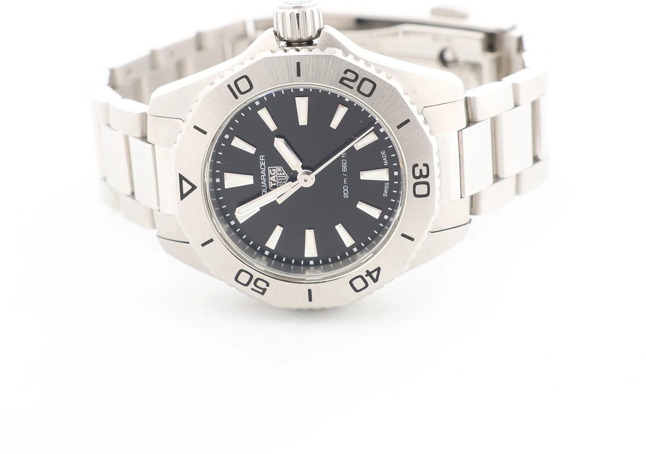 TAG Heuer Aquaracer WBP1410 BRT1551 SS QZ Black Dial Watch Zwart