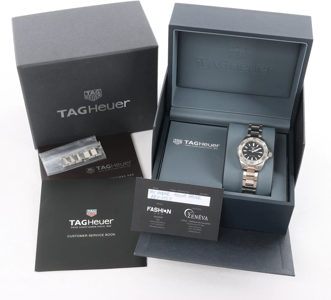 TAG Heuer Aquaracer WBP1410 BRT1551 SS QZ Black Dial Watch Zwart