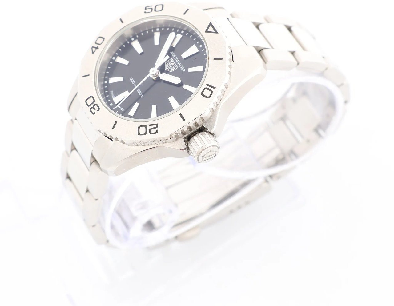 TAG Heuer Aquaracer WBP1410 BRT1551 SS QZ Black Dial Watch Zwart