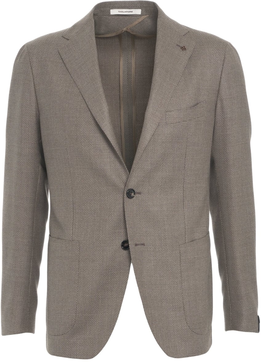 Tagliatore Virgin wool single-breasted blazer Beige