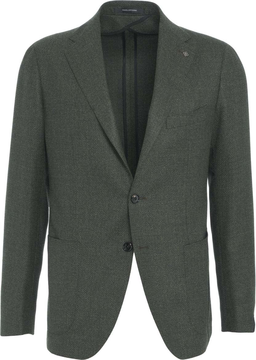 Tagliatore Virgin wool single-breasted blazer Groen