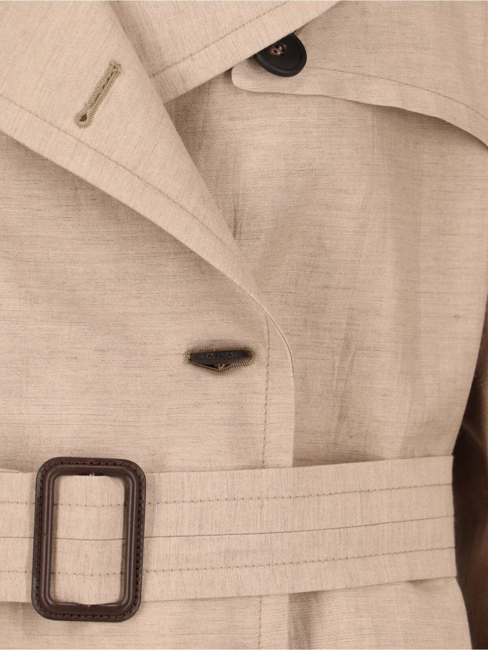 Tagliatore Beige Double-Breasted Wool Cotton Trench Neutraal