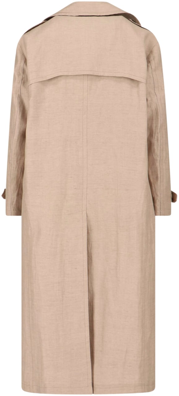 Tagliatore Beige Double-Breasted Wool Cotton Trench Neutraal