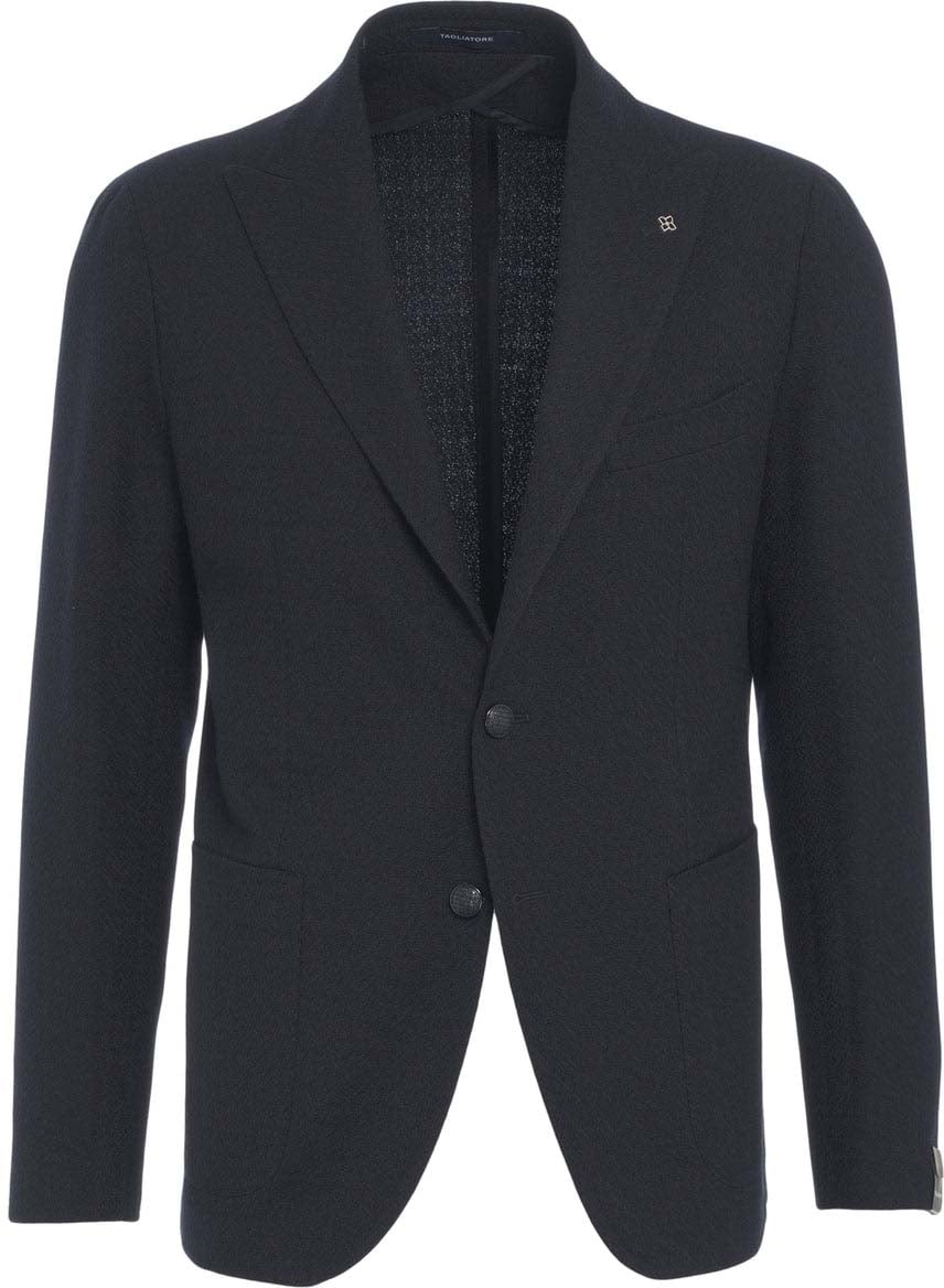 Tagliatore Textured virgin wool blazer Blauw