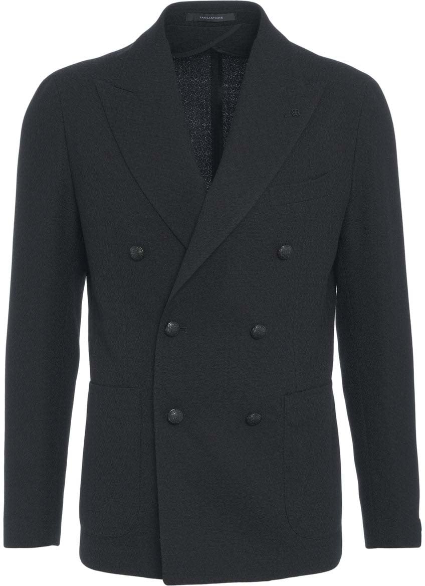 Tagliatore Virgin wool double-breasted blazer Zwart