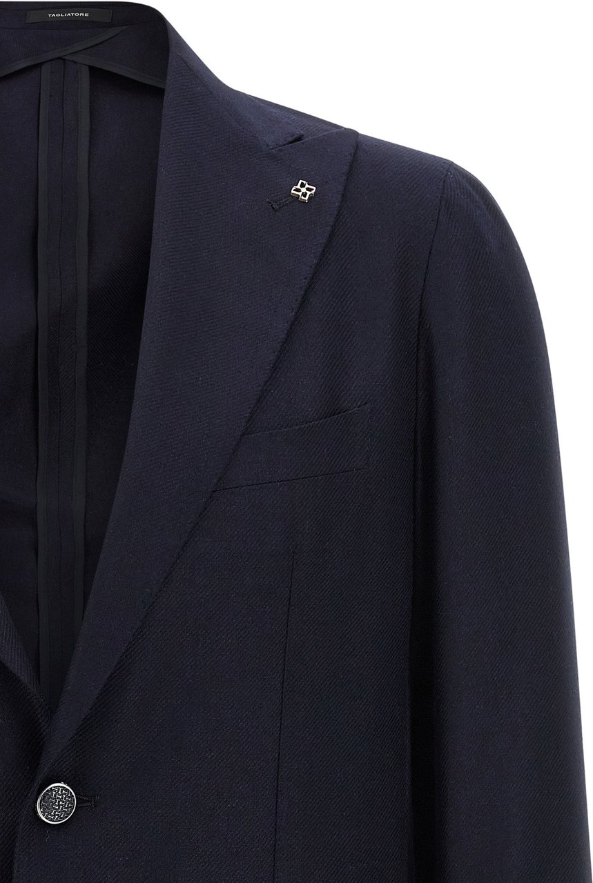Tagliatore Blue Silk Blazer Blauw