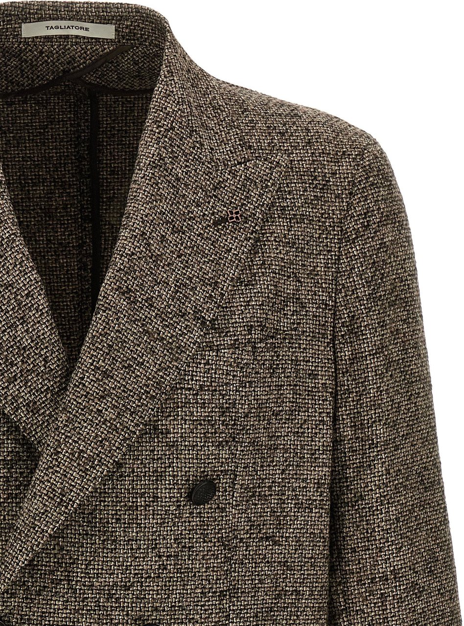 Tagliatore Brown Virgin Wool Blazer Bruin