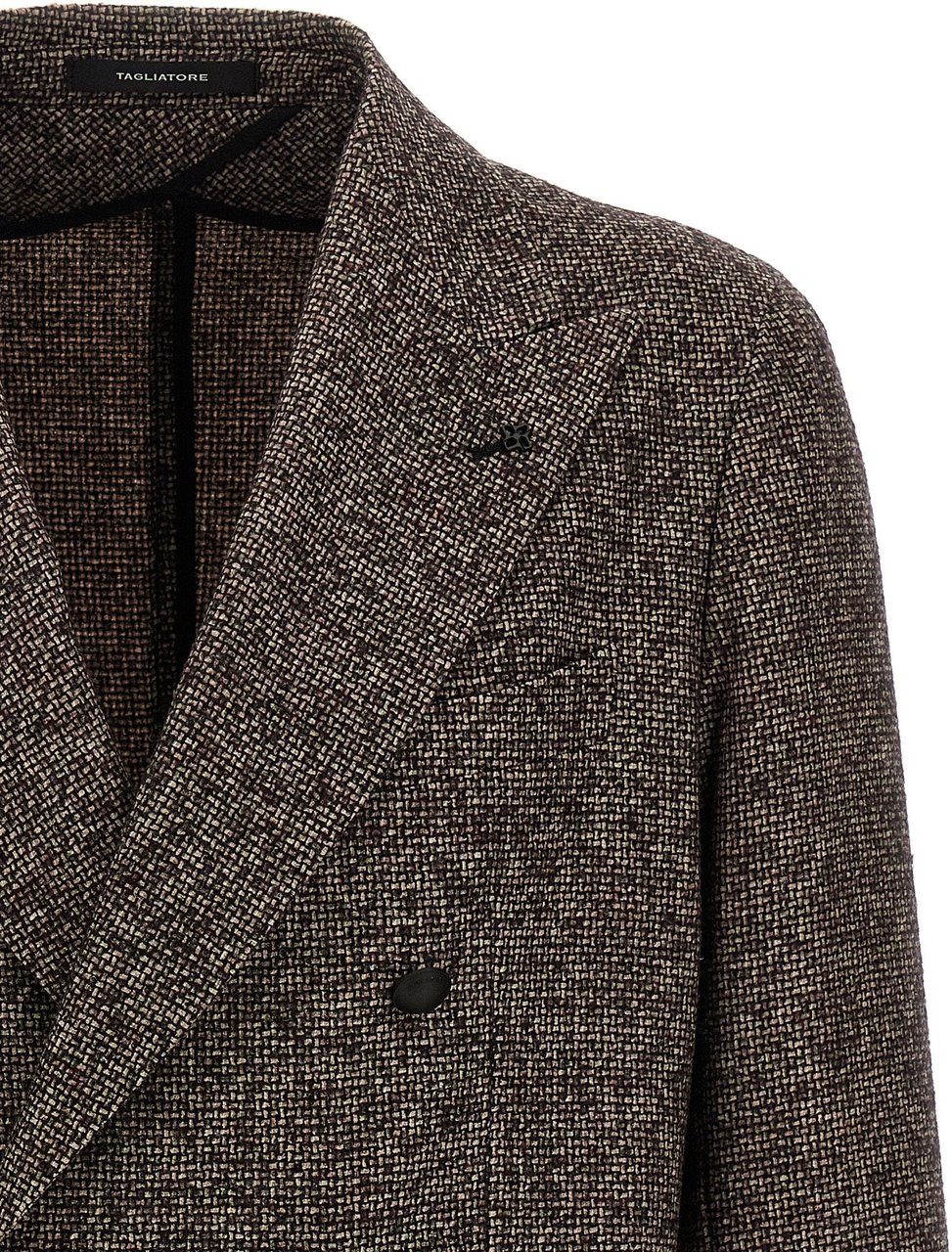 Tagliatore Brown Virgin Wool Blazer Bruin