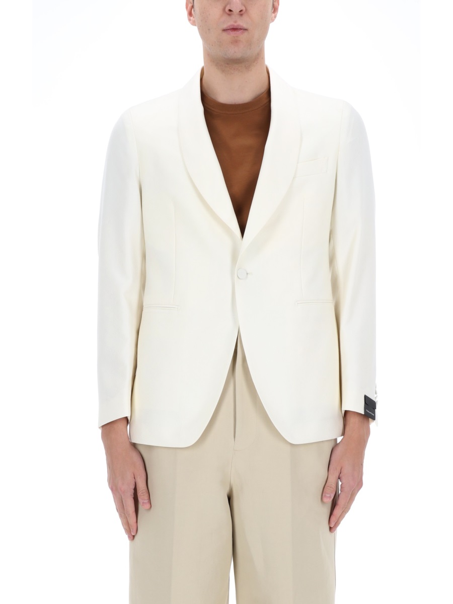 Tagliatore Vesuvius Virgin Wool Shawl Blazer Wit
