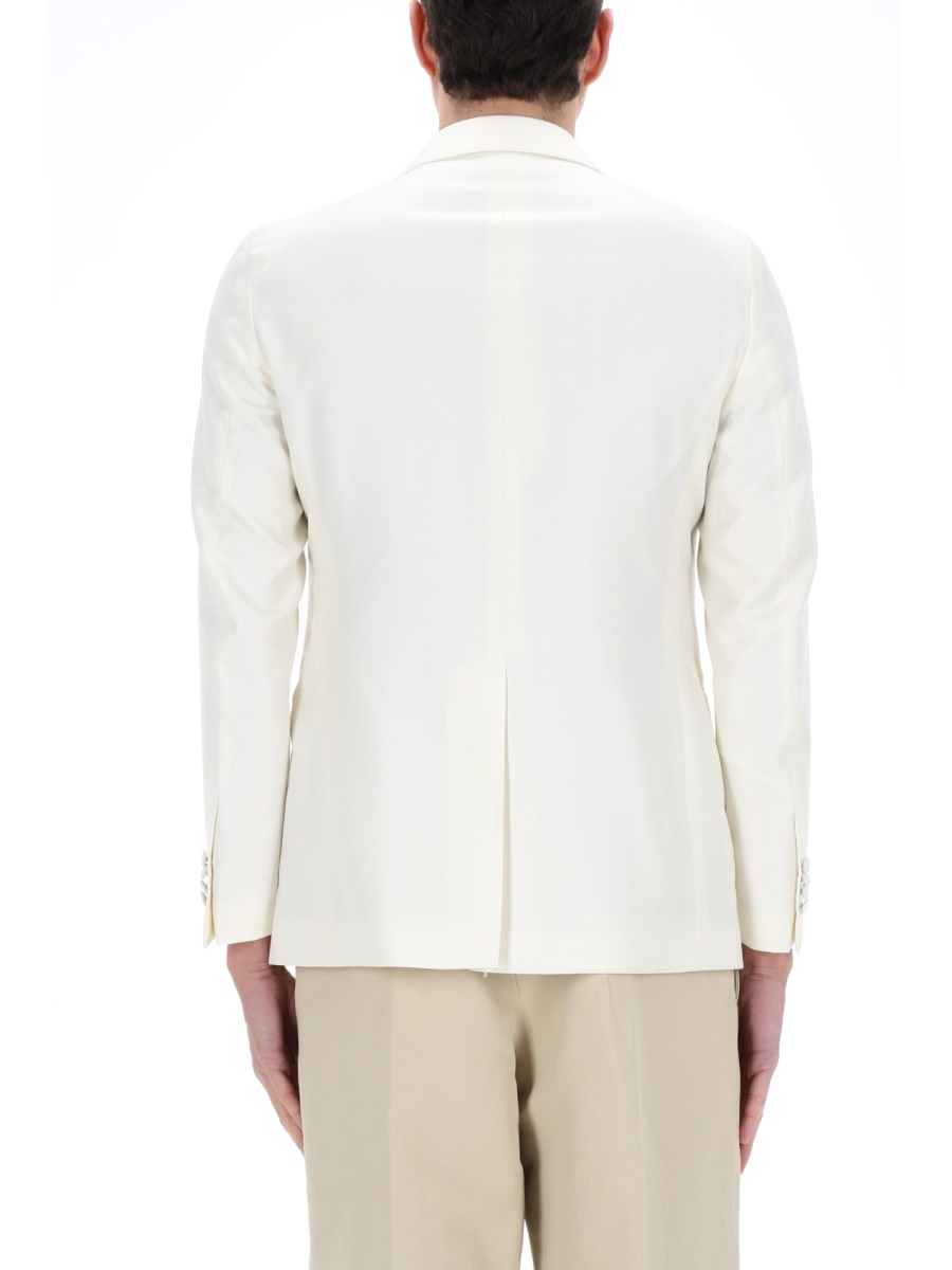 Tagliatore Vesuvius Virgin Wool Shawl Blazer Wit