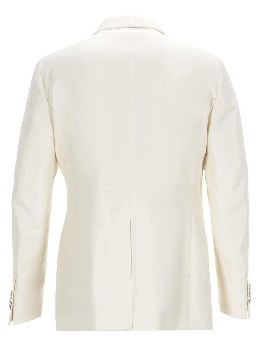 Tagliatore Vesuvius Virgin Wool Shawl Blazer Wit