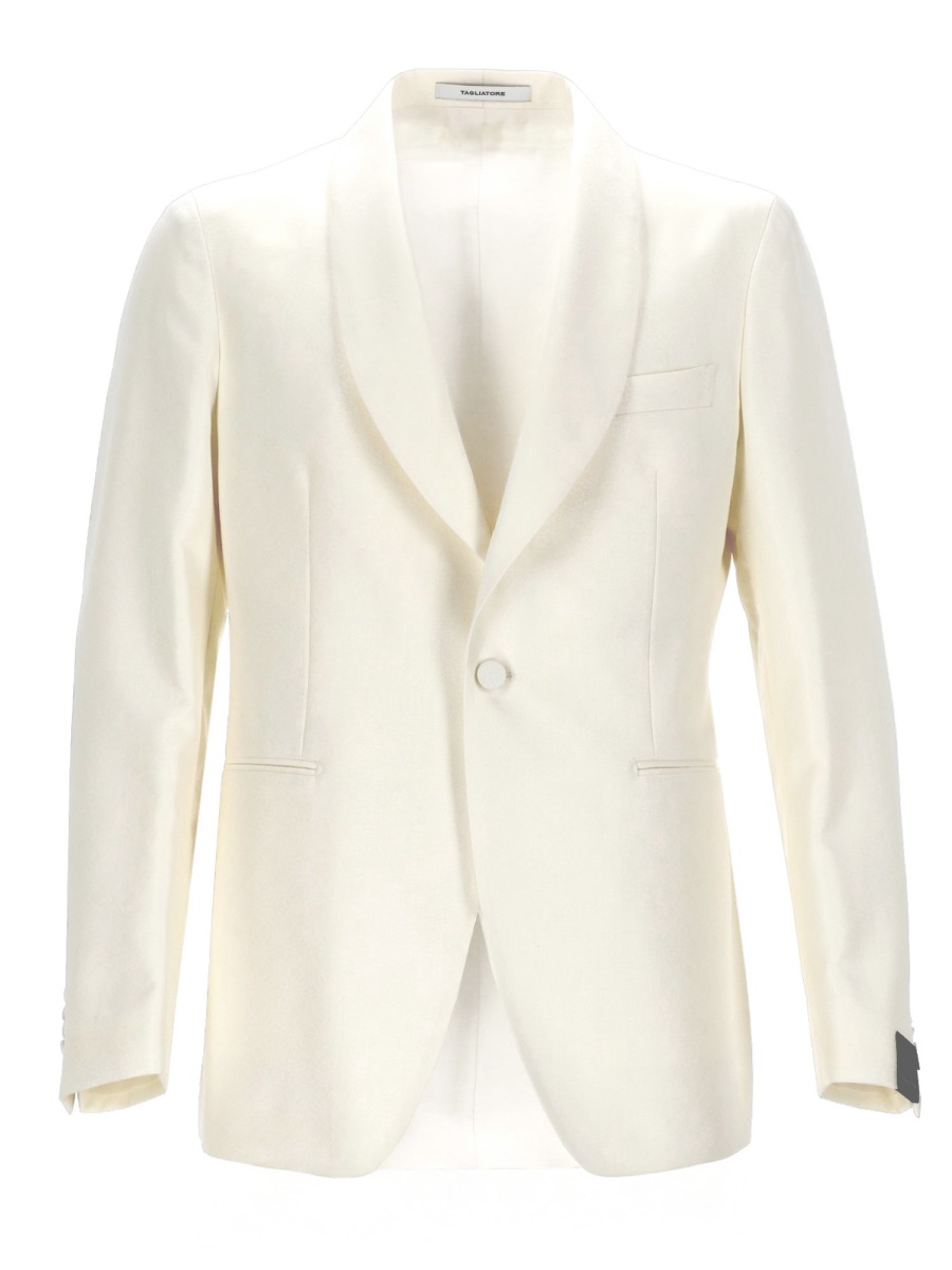 Tagliatore Vesuvius Virgin Wool Shawl Blazer Wit