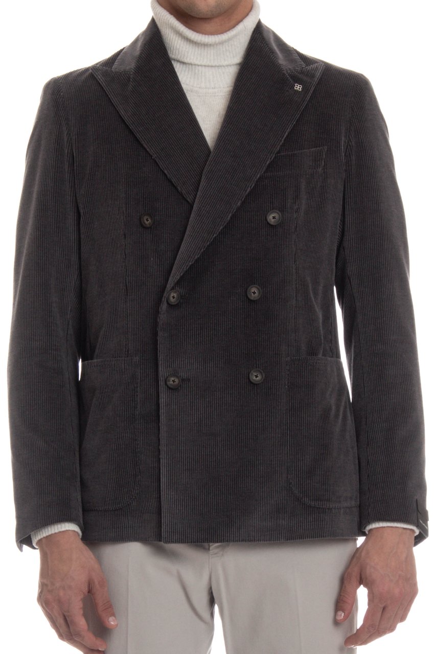 Tagliatore Double-Breasted Cashco Velvet Jacket Mod. Montecarlo Zwart