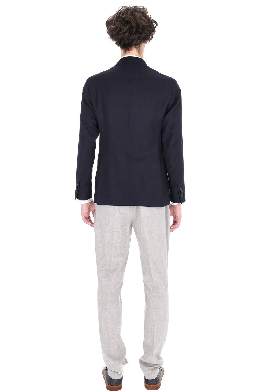 Tagliatore Montecarlo Herringbone Virgin Wool Double-Breasted Blazer Zwart