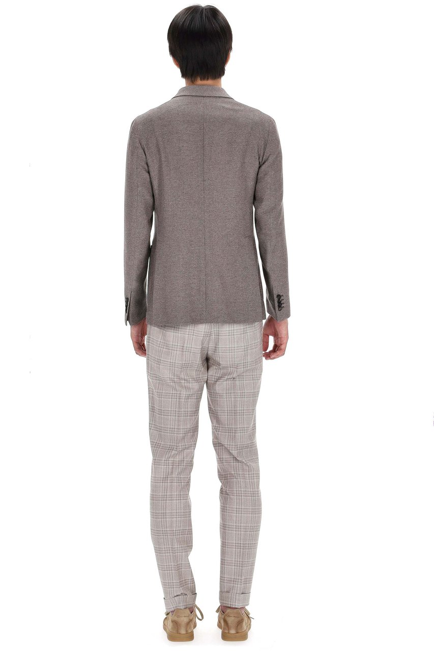 Tagliatore Montecarlo Line Double-Breasted Silk-Wool Jacket Grijs