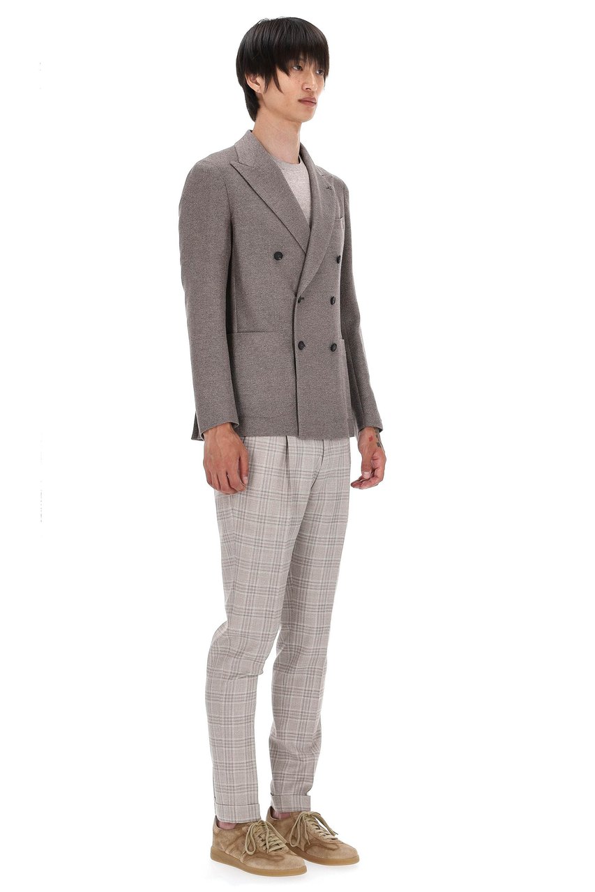 Tagliatore Montecarlo Line Double-Breasted Silk-Wool Jacket Grijs