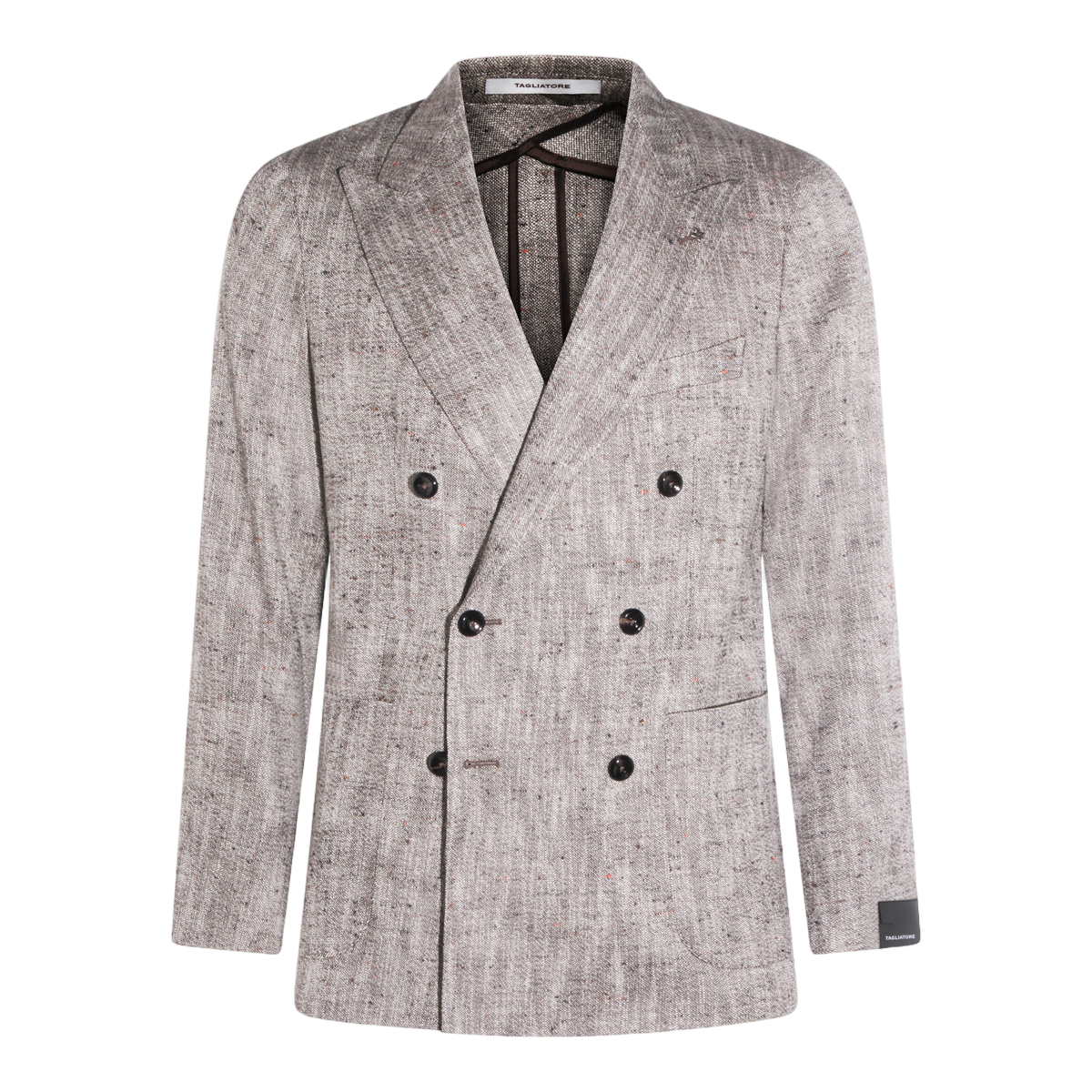 Tagliatore Structured Beige Jacket with Design Grijs