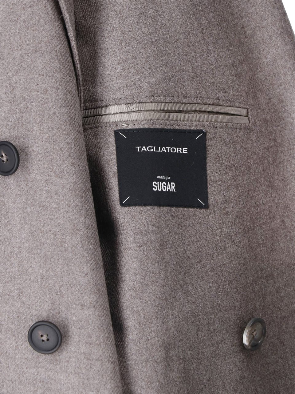 Tagliatore Taupe Virgin Wool Double-Breasted Blazer with Peak Lapel Neutraal