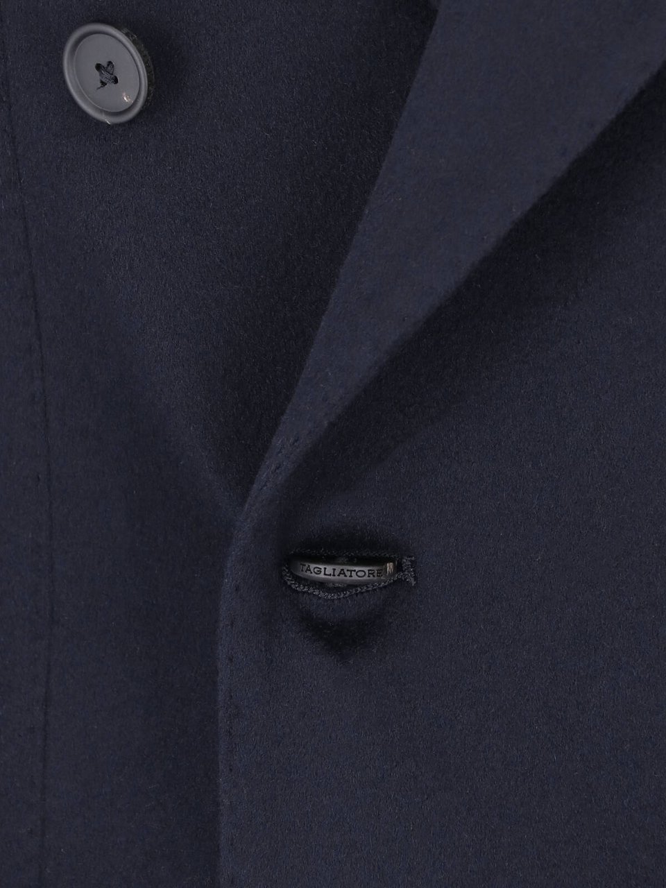 Tagliatore Navy Blue Double-Breasted Cashmere Blazer with Peak Lapel Blauw