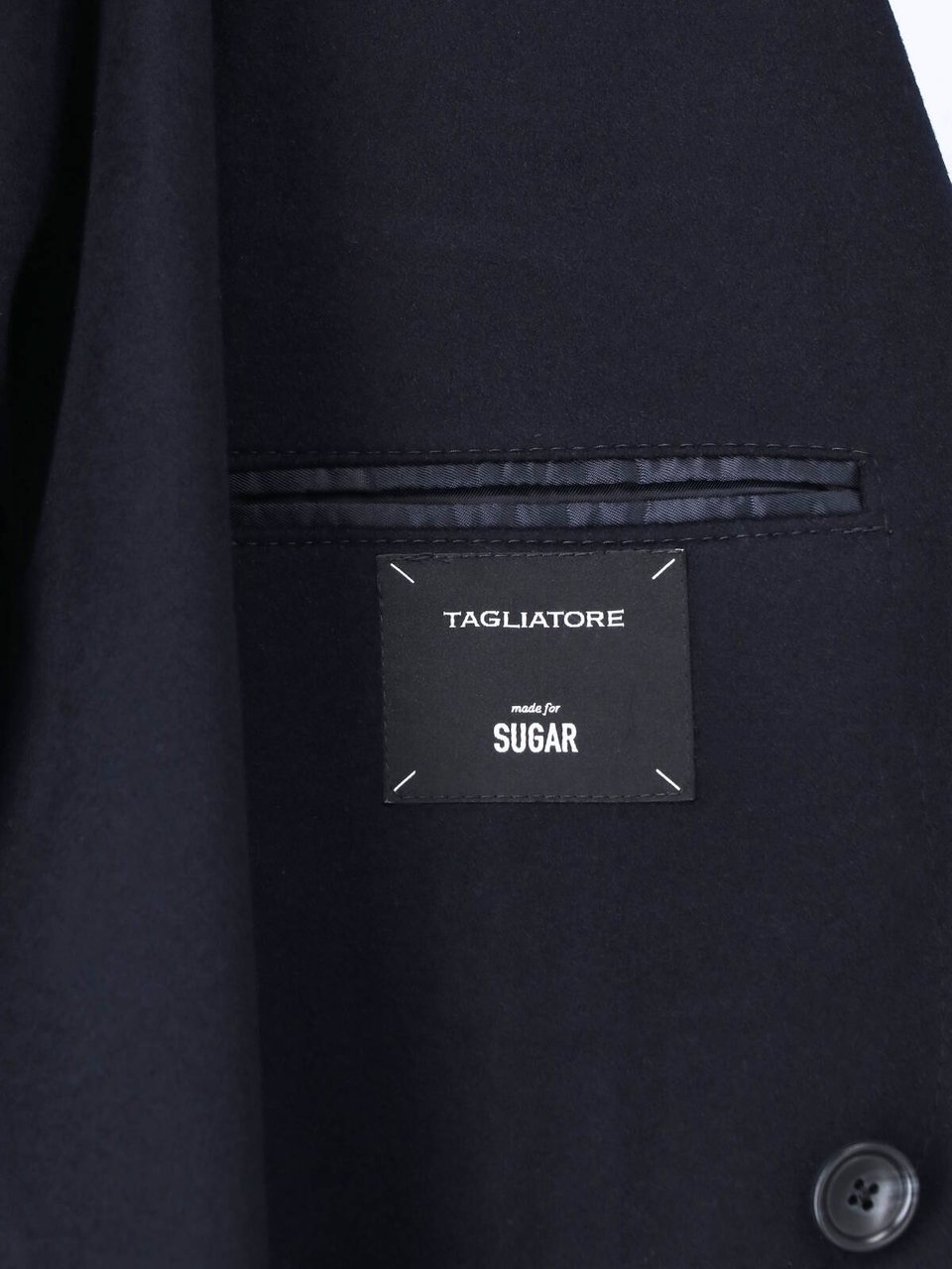 Tagliatore Navy Blue Double-Breasted Cashmere Blazer with Peak Lapel Blauw