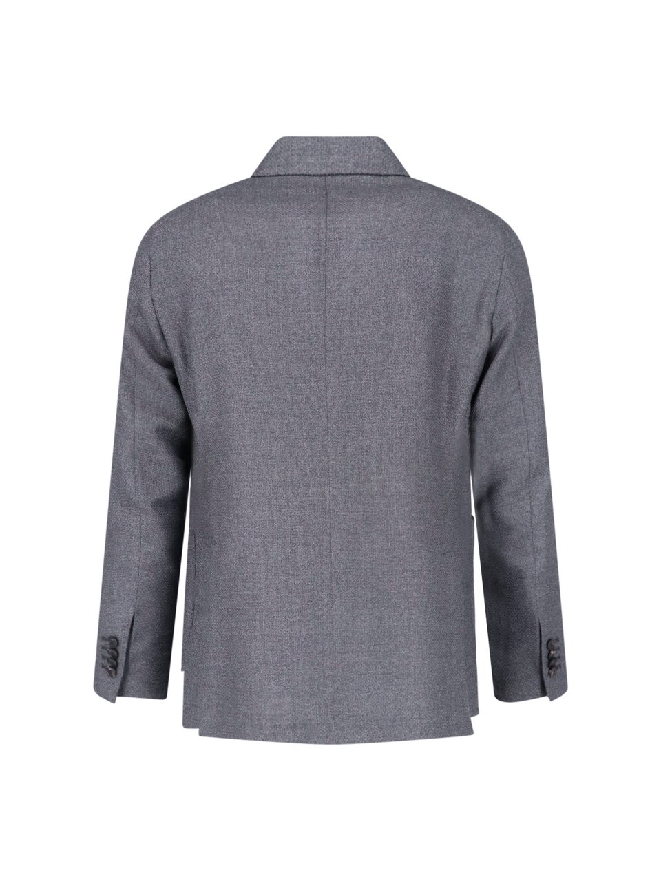 Tagliatore Double-Breasted Grey Virgin Wool Blazer with Peak Lapel Grijs