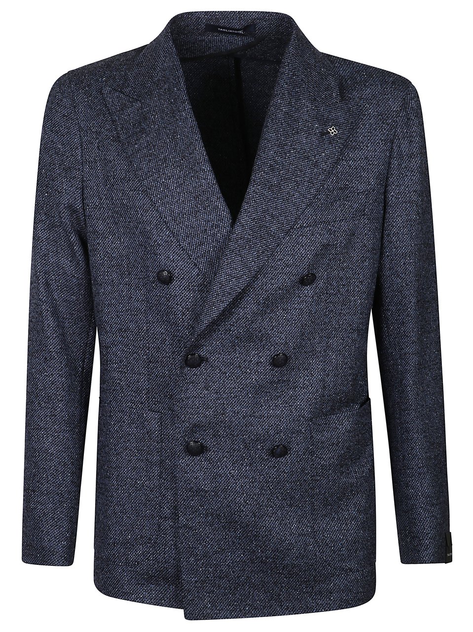 Tagliatore Montecarlo Herringbone Double-Breasted Blazer Blauw