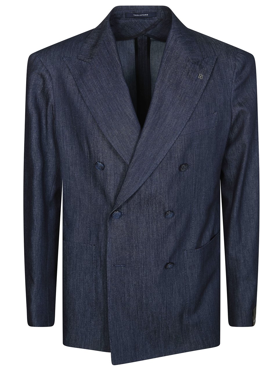 Tagliatore Deep Navy Textured Double-Breasted Blazer Zwart