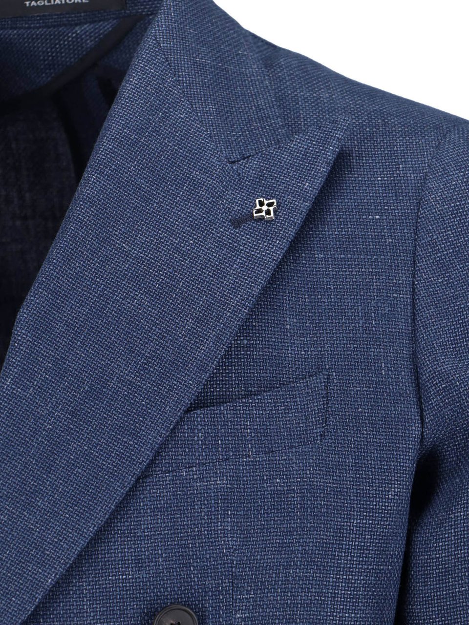 Tagliatore Tailored Black Jacket With Notched Lapel And Flap Pockets Blauw