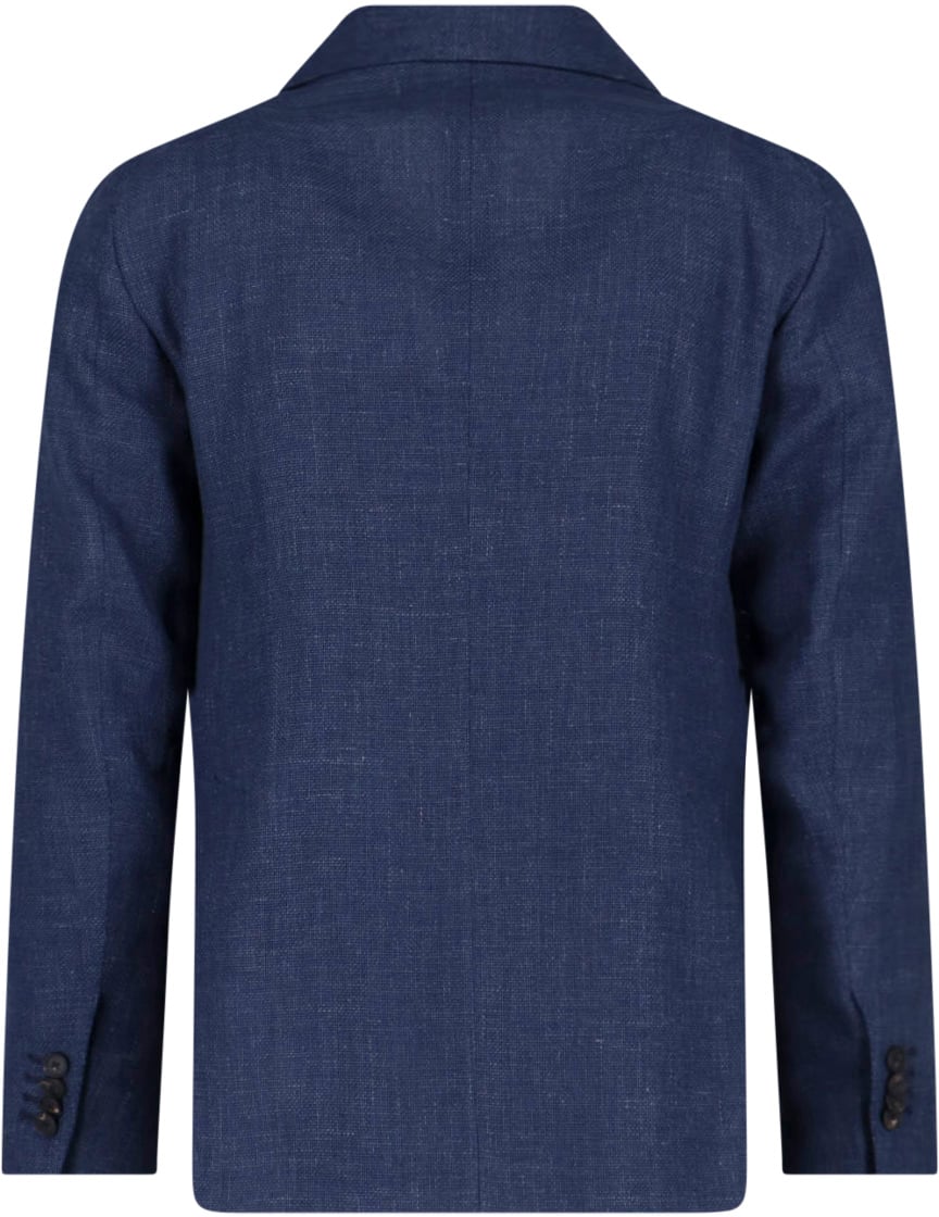 Tagliatore Tailored Black Jacket With Notched Lapel And Flap Pockets Blauw