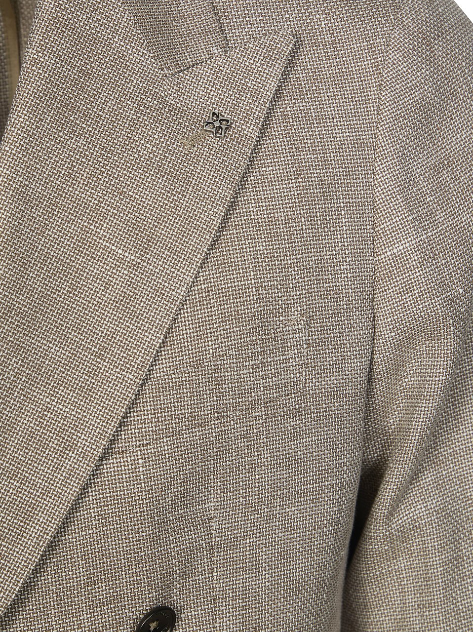 Tagliatore Beige Linen-Cotton Double-Breasted Blazer Grijs