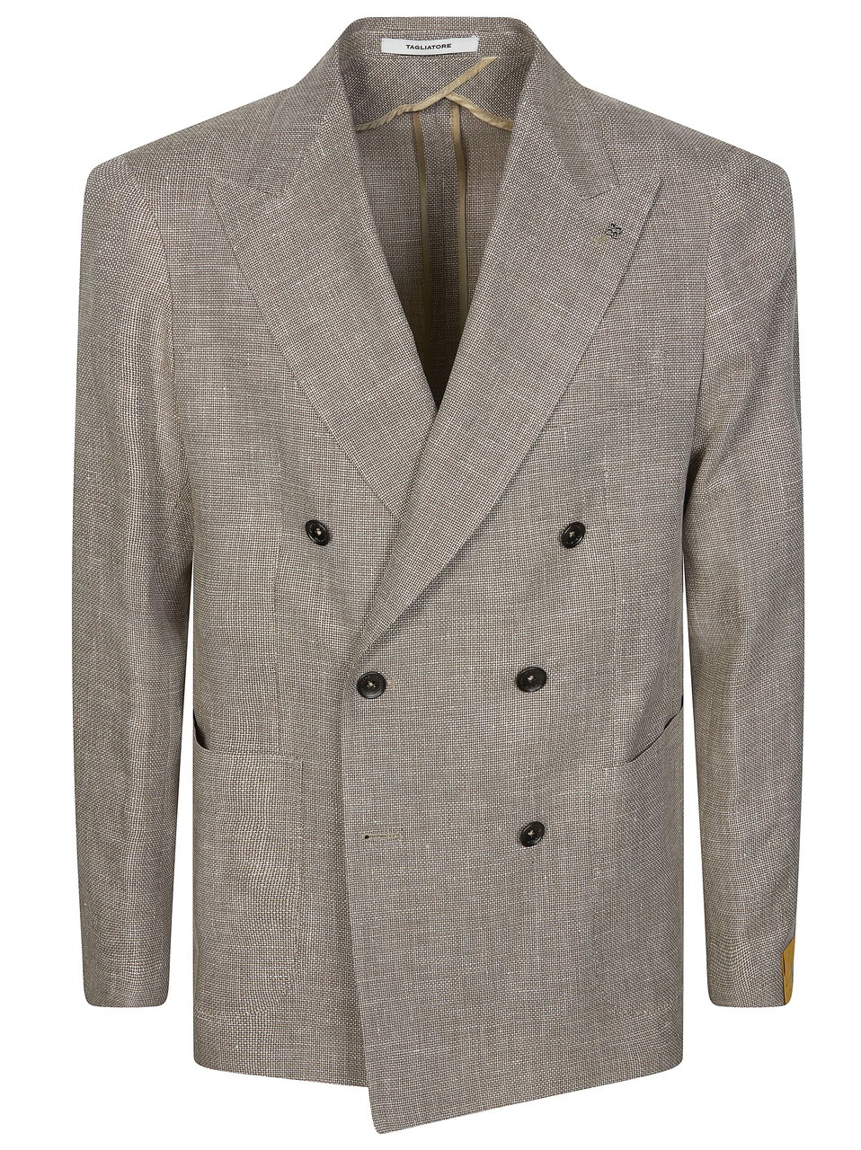 Tagliatore Beige Linen-Cotton Double-Breasted Blazer Grijs
