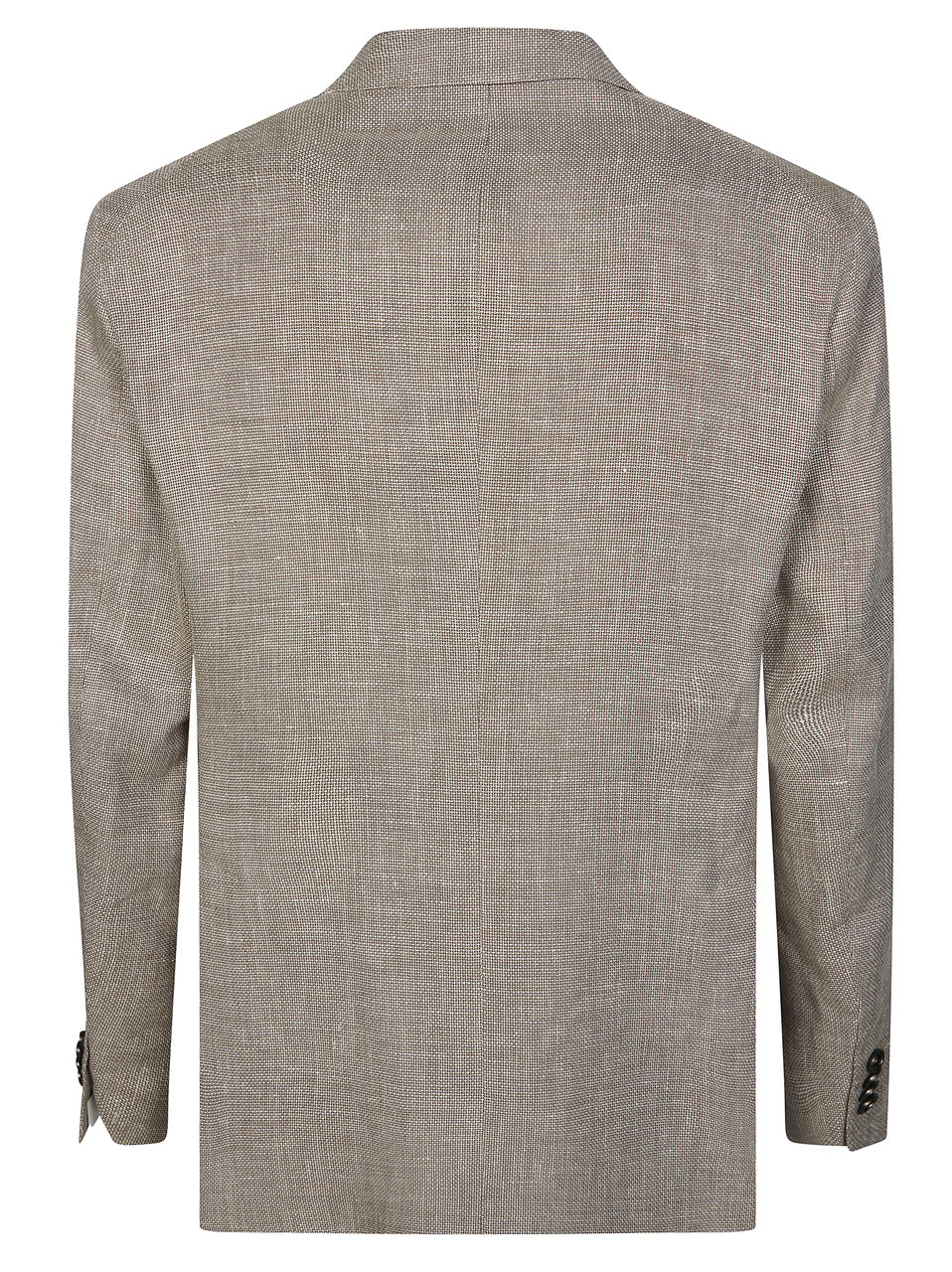 Tagliatore Beige Linen-Cotton Double-Breasted Blazer Grijs