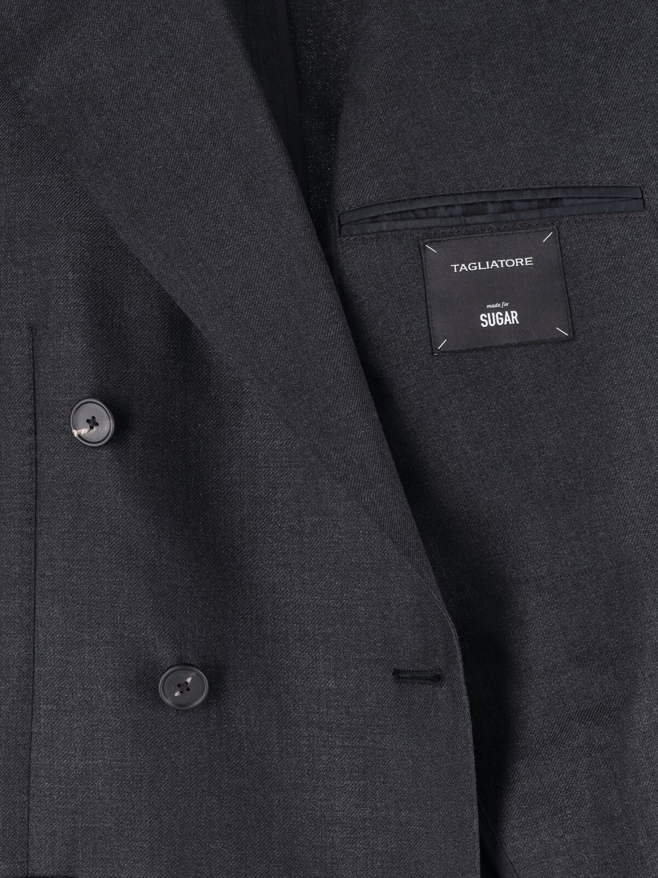 Tagliatore Blue Structured Double-Breasted Notch Lapel Jacket Zwart