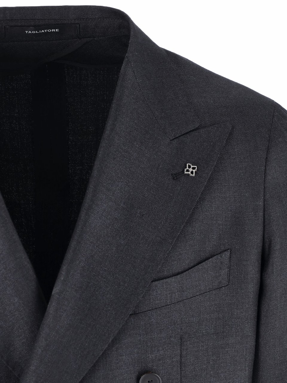 Tagliatore Blue Structured Double-Breasted Notch Lapel Jacket Zwart