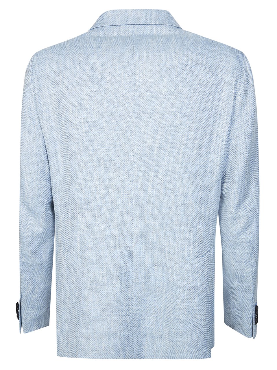 Tagliatore Light Blue Herringbone Wool-Blend Blazer Grijs