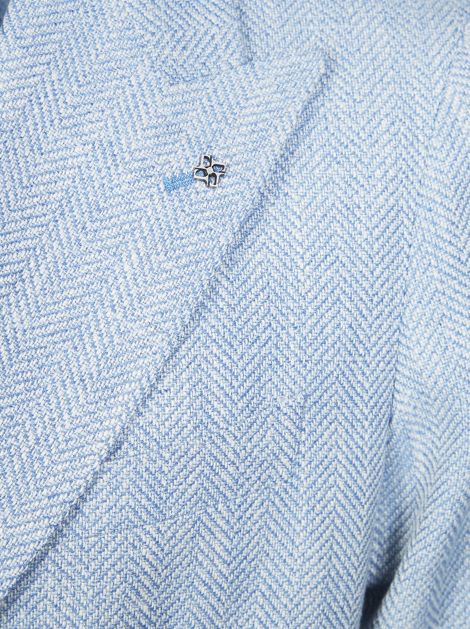 Tagliatore Light Blue Herringbone Wool-Blend Blazer Grijs